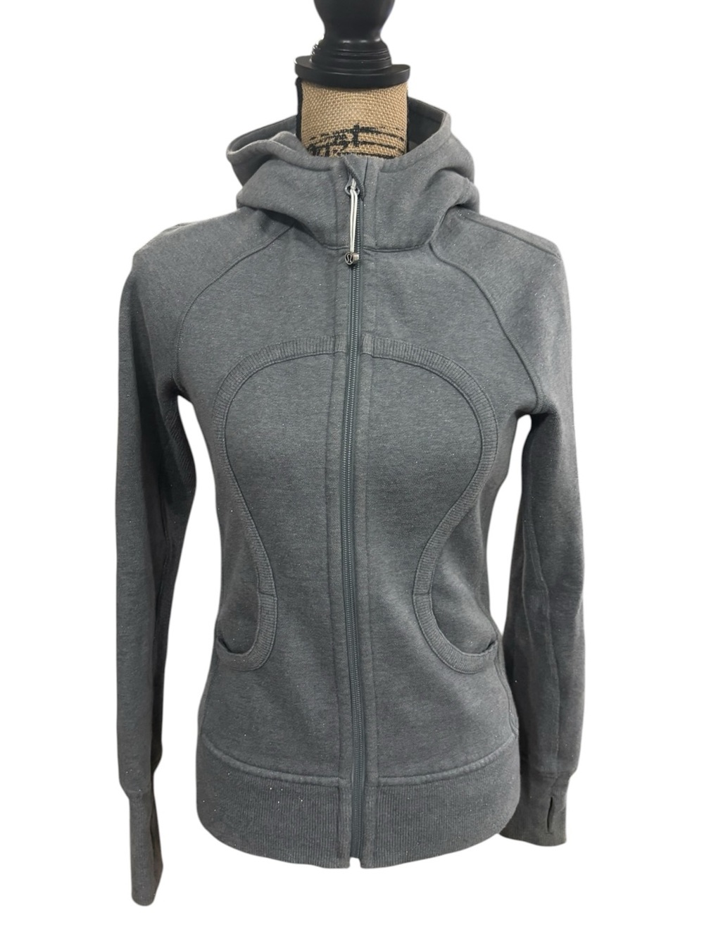 Lululemon Scuba Hoodie Sparkle Heathered Blurred Grey Full-Zip Jacket Size 4